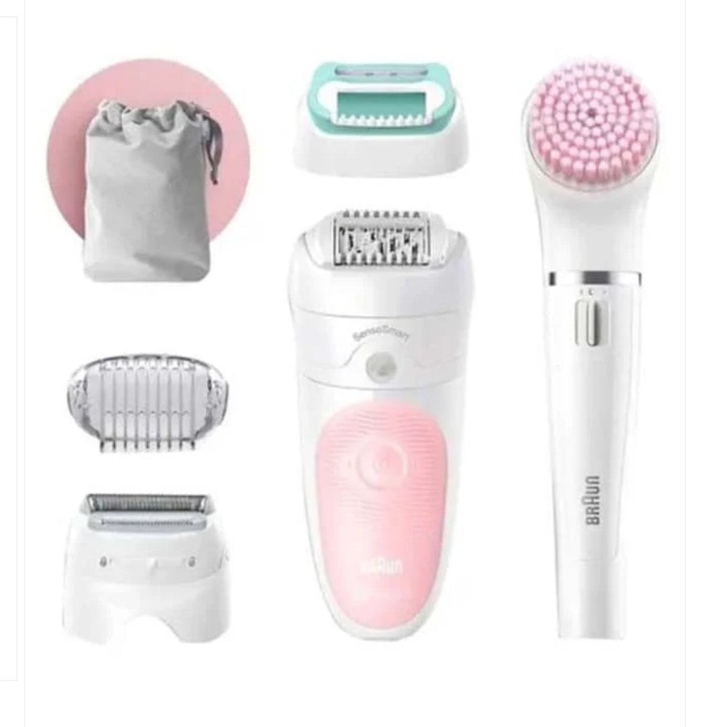 Braun beauty set SES 5875 BS legs,body & face Silk epil SensoSmart Cordless Wet & Dry epilation Beauty set with 5 extras with 1 year warranty