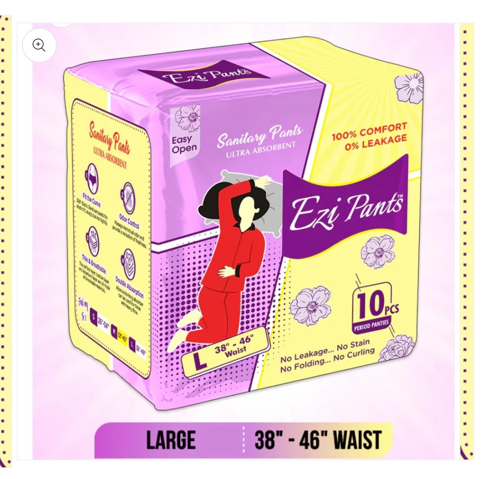 Easy eazi Ezi-Pants Sanitary Pants Ultra Absorbent Protection upto 12 hours 10pcs