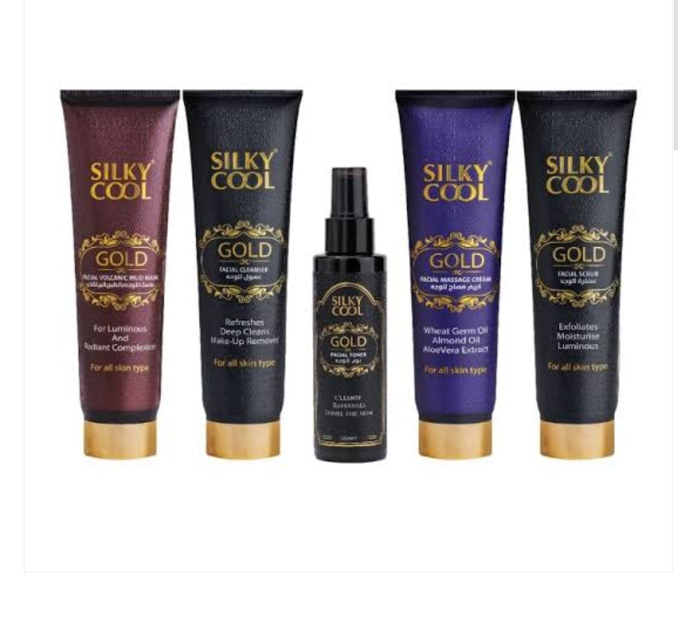 Silky cool gold facial set 5 products