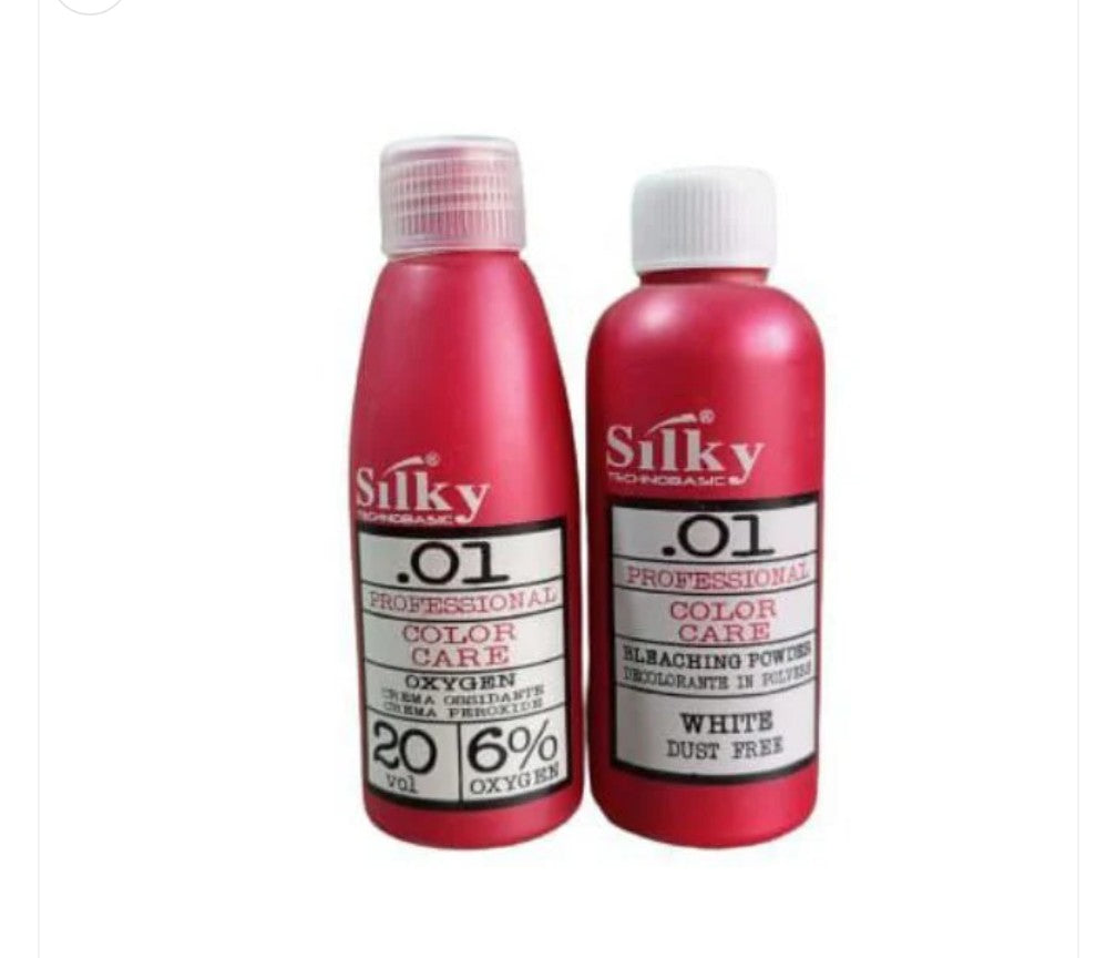 Silky Whitening Bleach Cream Set Professional powder 50gm developer 150ml