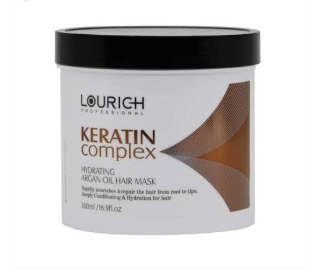 Lourich Professional Keratin Complex Hydrating Argan Oil Hair Mask 500ml For Soft Smooth And Repair Hair