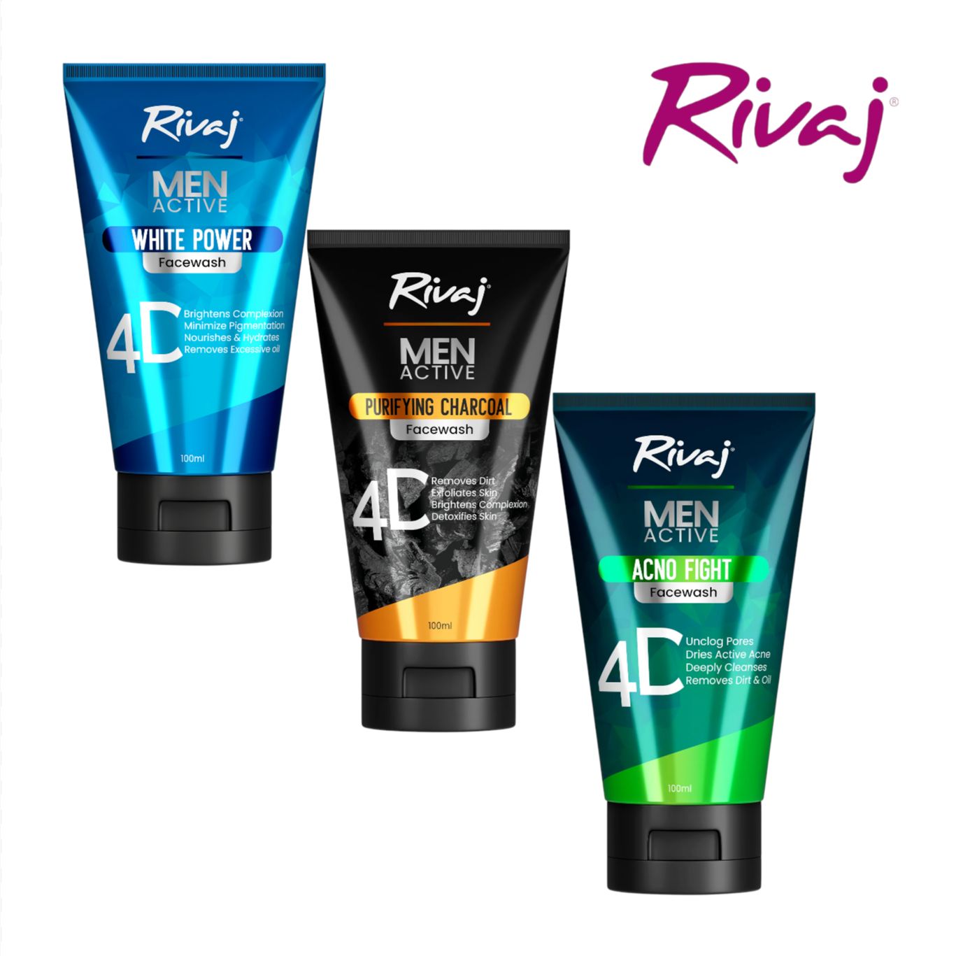 Rivaj 4D Men Active Face wash (100ml)