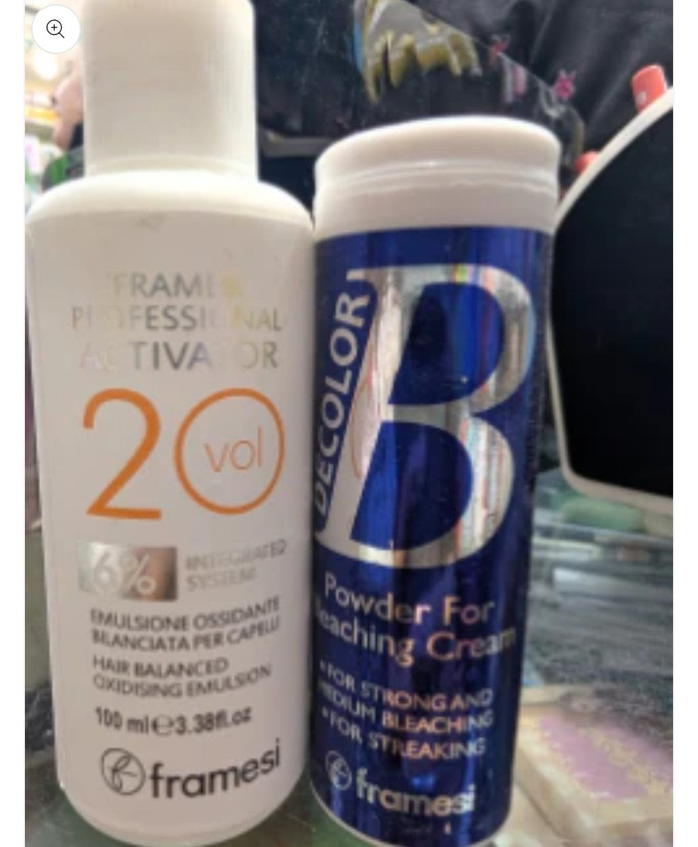 Framesi face bleach 100ml developer 20 volume 60gm powder