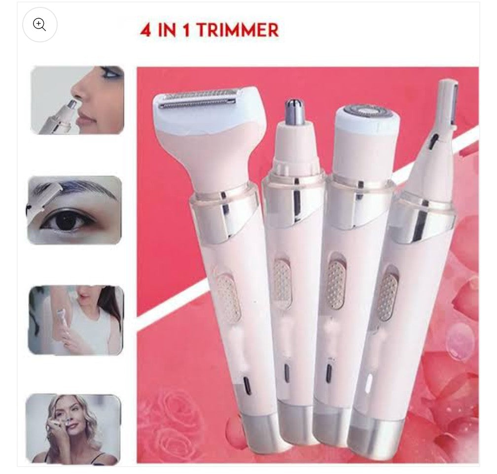 Geemy 4 In 1 Rechargeable Hair Clipper Shaver For Ladies Nose head,EyeBrow,Shaver,Facial Shaver