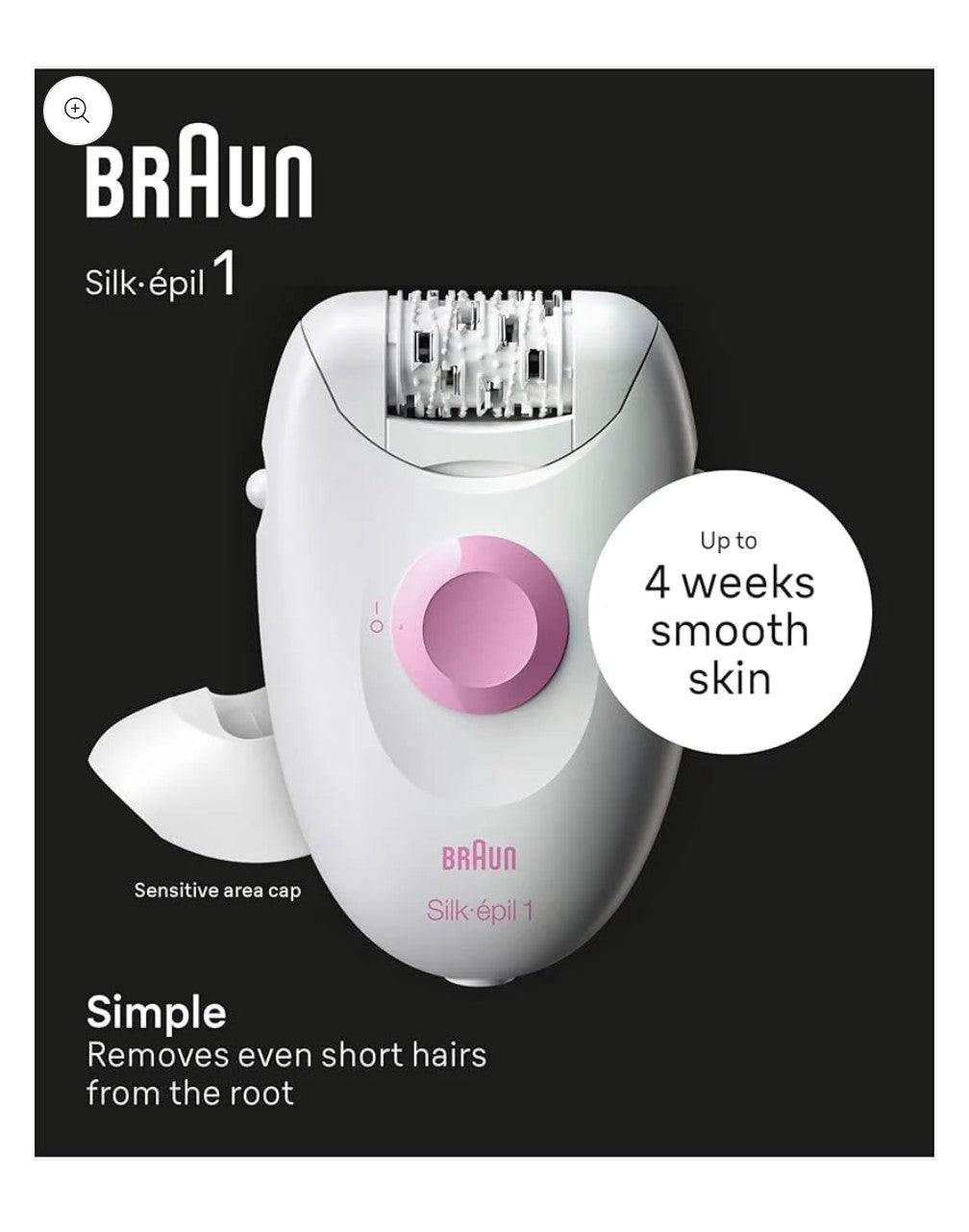 Braun Silk•epil 1 1-010, Corded Epilator for Hair Removal, Weeks Of Soft Skin, with 1 year warranty